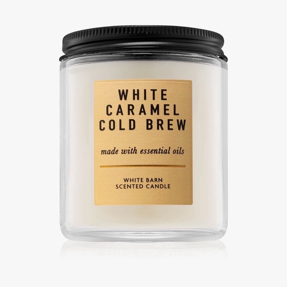 BBW White Caramel Cold Brew Lot of 2 Candles White Barn 1-wick New NWT - Picture 3 of 6